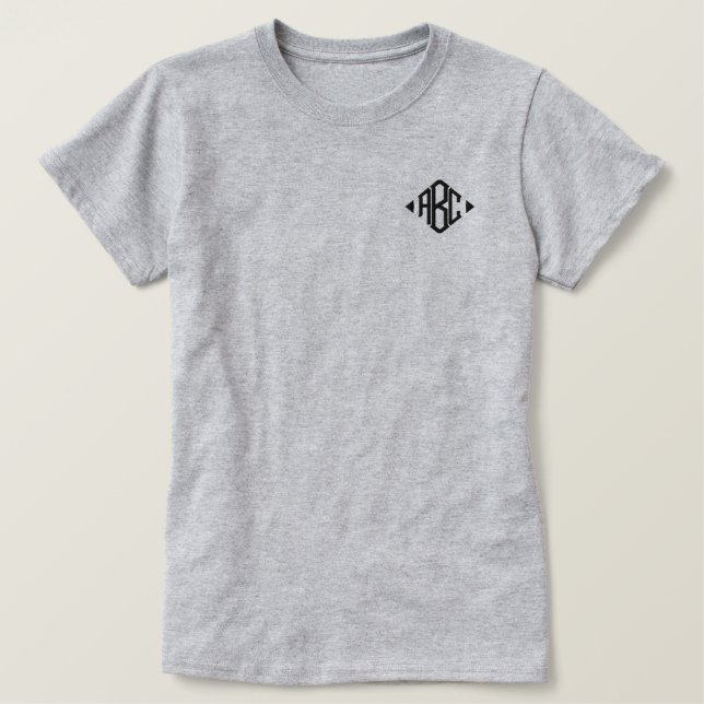 Personalisierte Monogramm-Initialen Besticktes T-Shirt (Design vorne)