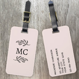 Personalisierte Monogramm-Initialen Botanischer Bl Gepäckanhänger