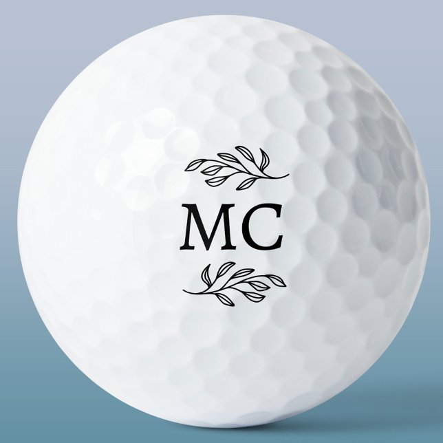 Personalisierte Monogramm-Initialen Botanisches Bl Golfball (Personalized monogram initial botanical leaf art minimalist golf ball gift)