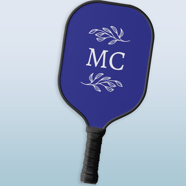 Personalisierte Monogramm-Initialen Botanisches Bl Pickleball Schläger (Modern personalized monogram initials botanical leaf line art pickleball paddle)