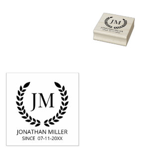 Personalisierte Monogramm-Initialen Gummistempel