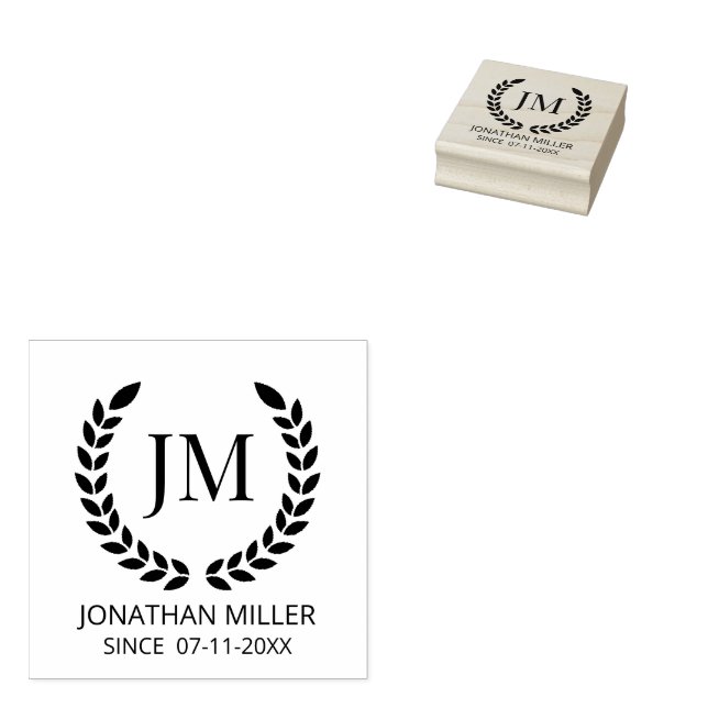 Personalisierte Monogramm-Initialen Gummistempel (Stempel)
