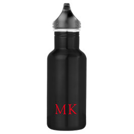 Personalisierte Monogramm-Initialen Modernes Rotes Edelstahlflasche