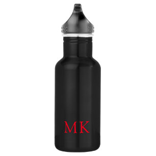Personalisierte Monogramm-Initialen Modernes Rotes Edelstahlflasche