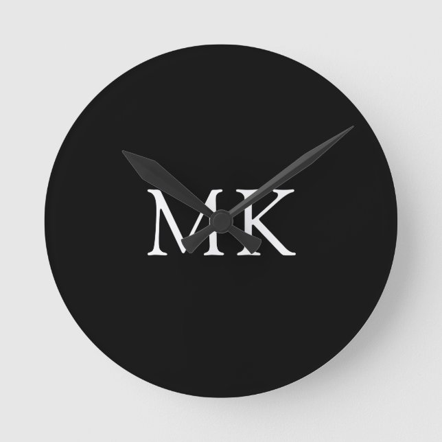 Personalisierte Monogramm-Initialen Modernes Schwa Runde Wanduhr (Vorderseite)