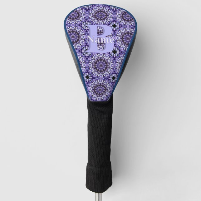 Personalisierte Monogramm-Initialen-Name Blumenkun Golf Headcover (Vorderseite)
