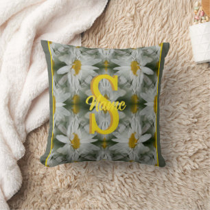 Personalisierte Monogramm-Initialen Name Gänseblüm Kissen