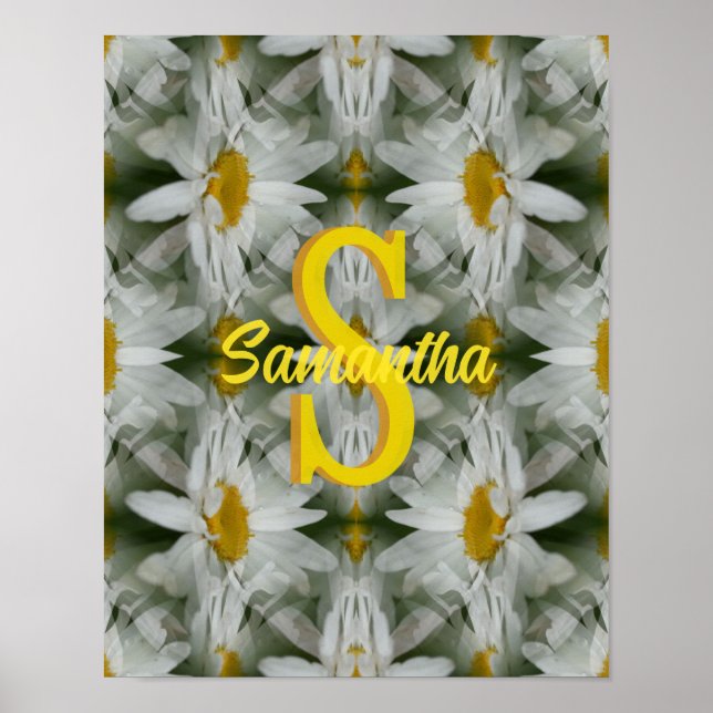 Personalisierte Monogramm-Initialen Name Gänseblüm Poster (Vorne)
