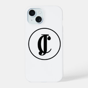 Personalisierte Monogramm-Initialen Schwarz und We iPhone 15 Hülle