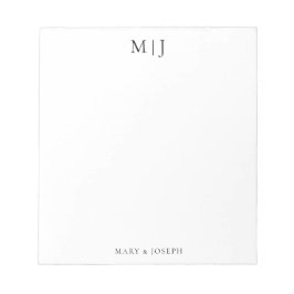 Personalisierte Monogramm-Initialen Schwarze Typog Notizblock