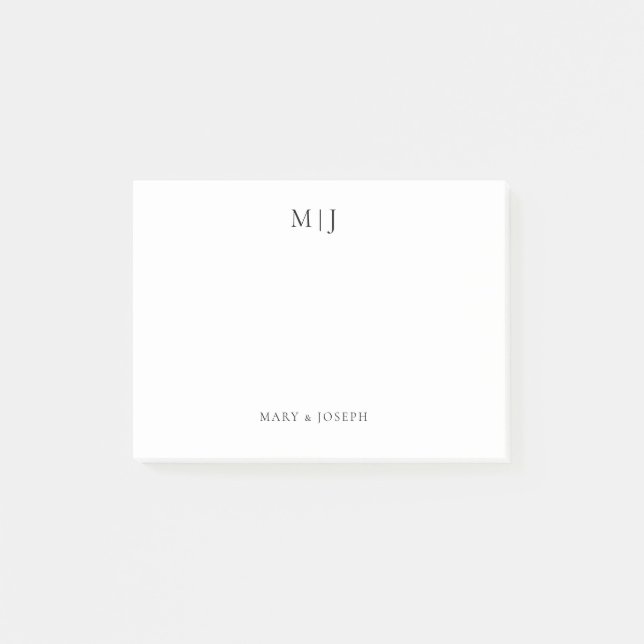 Personalisierte Monogramm-Initialen Schwarze Typog Post-it Klebezettel (Vorderseite)
