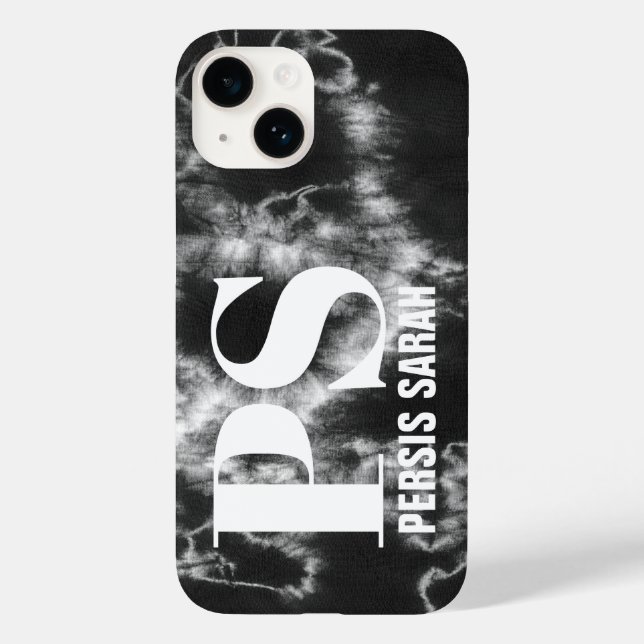 Personalisierte Monogramm Initialname Schwarze Gef Case-Mate iPhone 14 Hülle (Rückseite)