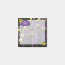 Personalisierte Monogramm Lila Kaktus Gelbe Blumen Post-it Klebezettel