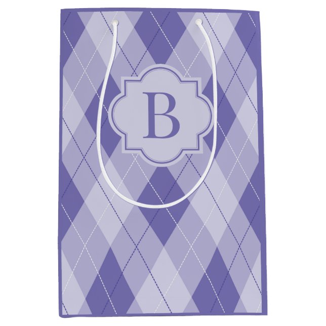 Personalisierte Monogramm Lila Lilac-Raute Mittlere Geschenktüte (Vorderseite)