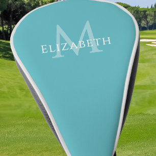 Personalisierte Monogramm-Name-Initiale Türkis Golf Headcover