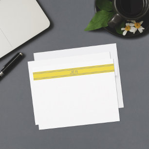 Personalisierte Monogramm Name Initialen Gelb & Gr Mitteilungskarte