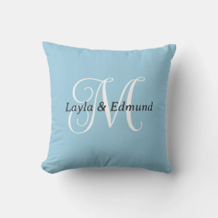 Personalisierte Monogramm-Paarnamen Rustikal Blau Kissen