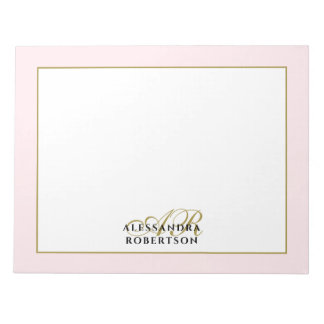 Personalisierte Monogramm Pastell Pink Goldkalligr Notizblock