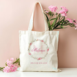 Personalisierte Monogramm Pink-Blume Tragetasche