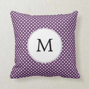 Personalisierte Monogramm-Polkapunkte lila und Kissen