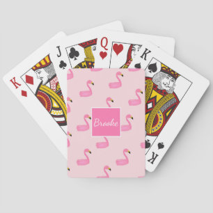 Personalisierte Monogramm-Rosa-Flamingo-Spielkarte Spielkarten