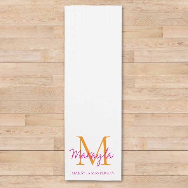 Personalisierte Monogramm-Rosa-Script-Name  Yogamatte (Von Creator hochgeladen)