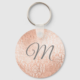 Personalisierte Monogramm-Rose Gold-Damaskus Schlüsselanhänger