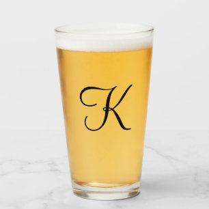 Personalisierte Monogramm-Schwarz-Schrift-Trinkglä Glas