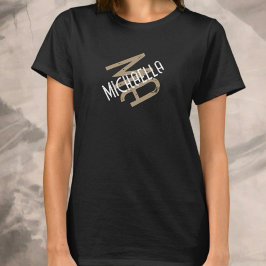 Personalisierte Monogramm Schwarz-weiß-Beige T-Shirt