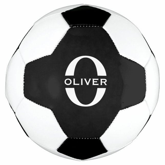 Personalisierte Monogramm Schwarz-Weiß-Bezeichnung Fußball (Vorderseite)