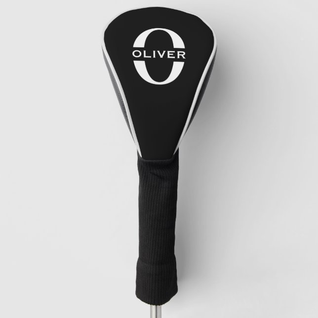 Personalisierte Monogramm Schwarz-Weiß-Bezeichnung Golf Headcover (Vorderseite)