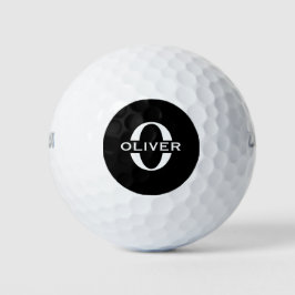 Personalisierte Monogramm Schwarz-Weiß-Bezeichnung Golfball