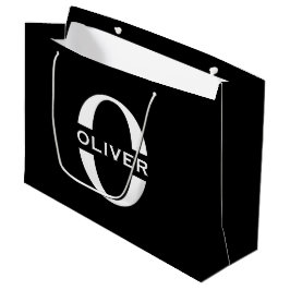 Personalisierte Monogramm Schwarz-Weiß-Bezeichnung Große Geschenktüte