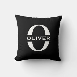 Personalisierte Monogramm Schwarz-Weiß-Bezeichnung Kissen