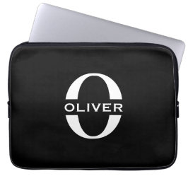 Personalisierte Monogramm Schwarz-Weiß-Bezeichnung Laptopschutzhülle