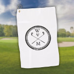 Personalisierte Monogramm Schwarz/Weiß Golfhandtuch<br><div class="desc">Personalisieren Sie die Initialen,  um ein einzigartiges mit Monogramm Golfgeschenk in Schwarz und Weiß zu kreieren. Entwickelt von Thisisnotme©</div>