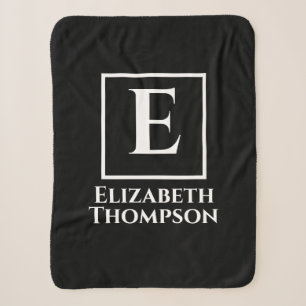 Personalisierte Monogramm Schwarz/Weiß Minimalisti Sherpadecke