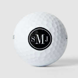 Personalisierte Monogramm Schwarz-Weiß-Rahmen Golfball