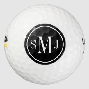 Personalisierte Monogramm Schwarz-Weiß-Rahmen Golfball