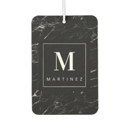 Personalisierte Monogramm-Schwarze Marmor Autolufterfrischer