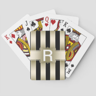 Personalisierte Monogramm Schwarze und goldene S Spielkarten