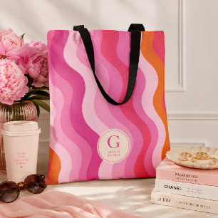 Personalisierte Monogramm-Tasche mit rosa orangen Tasche