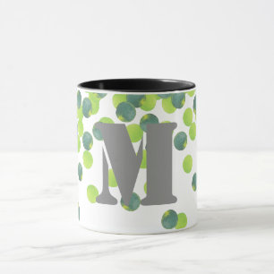 Personalisierte Monogramm-Tasse, grünes Konfetti-D Tasse