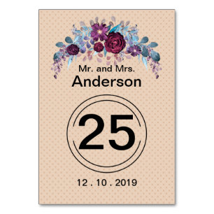Personalisierte Monogramm Text Aquarell Blume Flor Tischnummer