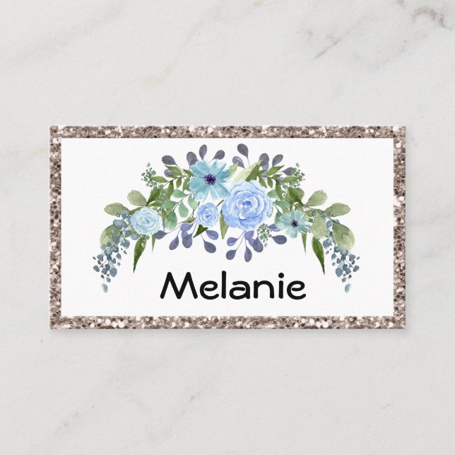 Personalisierte Monogramm Text Aquarell Blume Flor Visitenkarte (Vorderseite)