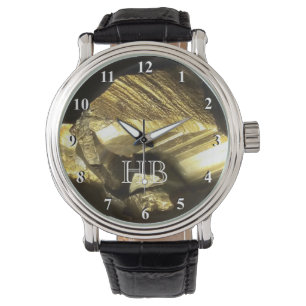 Personalisierte Monogramm-Uhr für Männer   Gold Armbanduhr