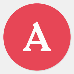Personalisierte Monogramm-Umschlag Aufkleber rot/w