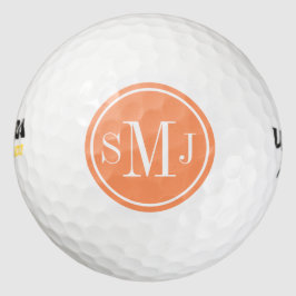 Personalisierte Monogramm- und Atom-Orangenrahmen Golfball