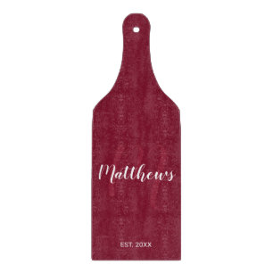 Personalisierte Monogramm und Familienname Burgund Schneidebrett