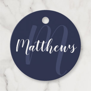 Personalisierte Monogramm und Familienname Navy Bl Geschenkanhänger